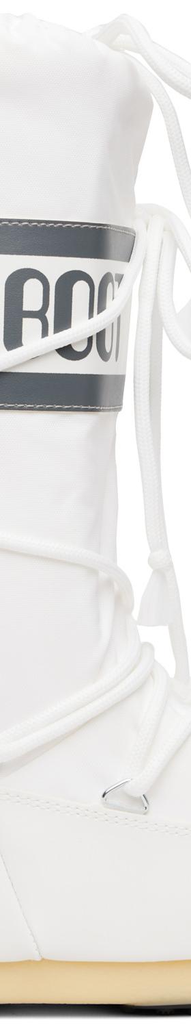 A white Moon Boot Icon nylon snow boot with laces