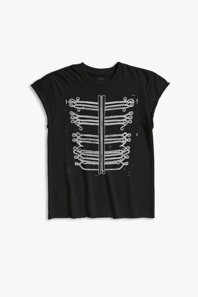 A black Other UK t-shirt with a distressed white ribcage graphic