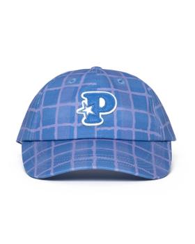 A blue checkered-print Pawa Speed Sports cap with an embroidered star logo patch