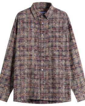 A washed brown checked PICANTE overshirt on a plain background