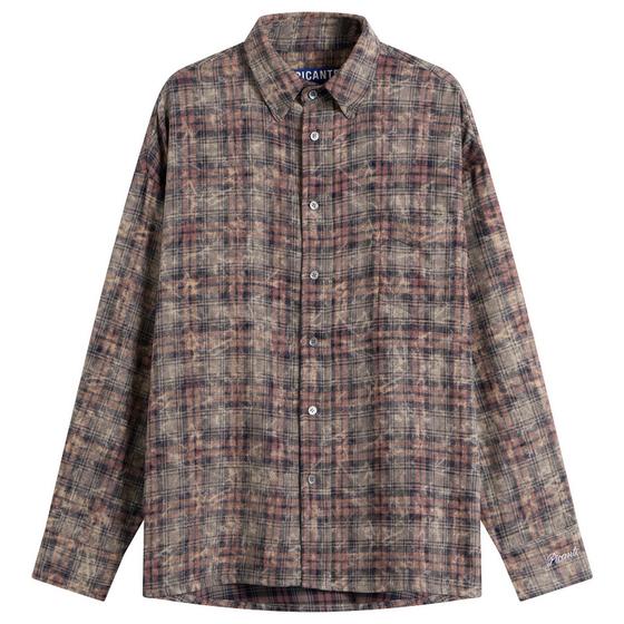 A washed brown checked PICANTE overshirt on a plain background
