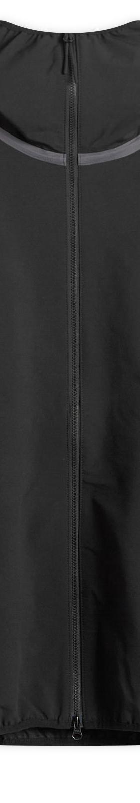 A black Purple Mountain Observatory technical hooded shell jacket with taped zip pockets