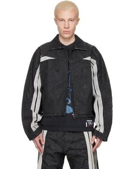 A man wearing a black Rivington Roi Rebis jacket and matching trousers