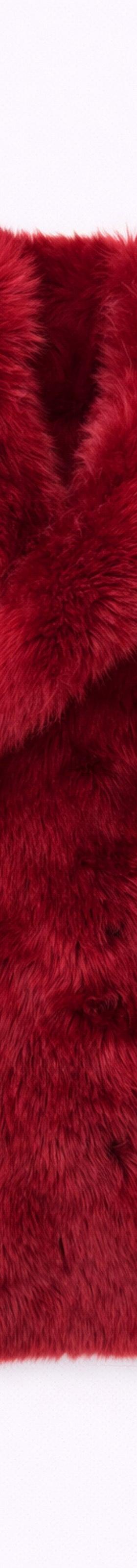 A crimson faux fur double-breasted peacoat by Sanderlak