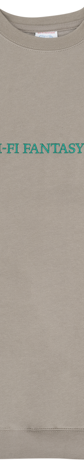 A taupe Sci-Fi Fantasy crewneck sweatshirt on a plain white background