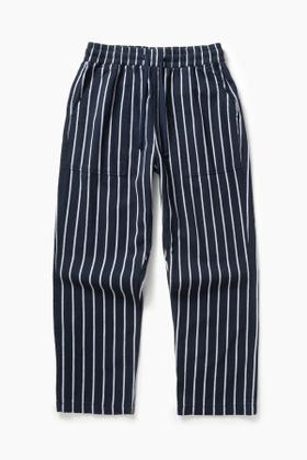 Navy and white striped Service Works elasticated chef pants