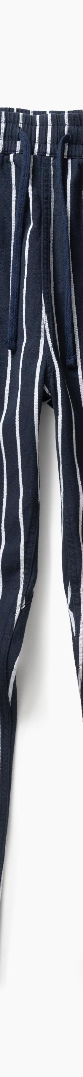 Navy and white striped Service Works elasticated chef pants