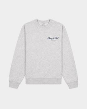 Sporty & Rich heather-grey crewneck sweatshirt with the club script logo