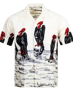 A cream Star of Hollywood open-collar shirt with a bold vulture and skull desert print
