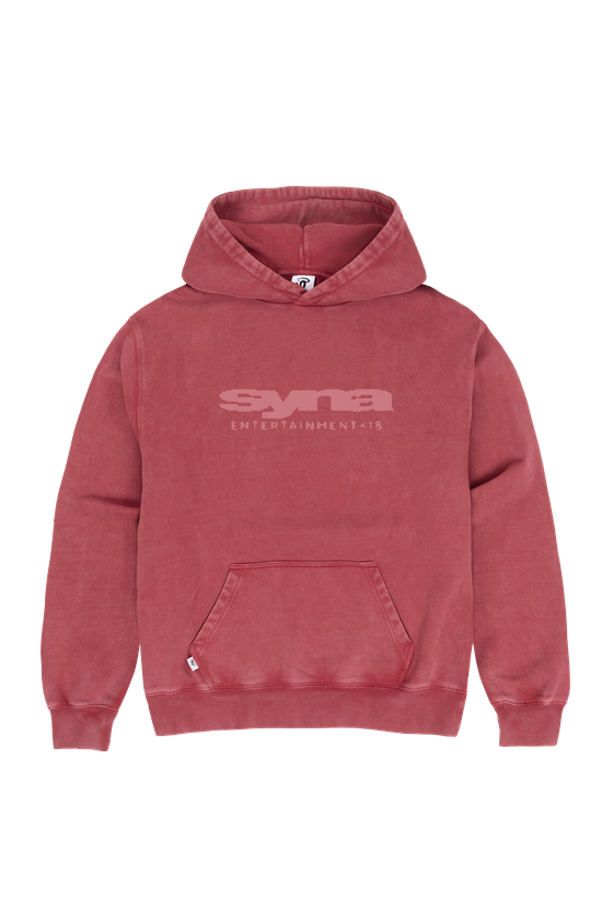 A washed red Syna World After Hours hoodie