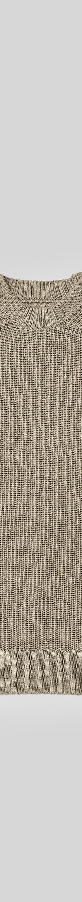 A beige ribbed mock-neck knit sweater by THE DAY