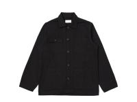 Universal Works Dockside Overshirt in black organic canvas