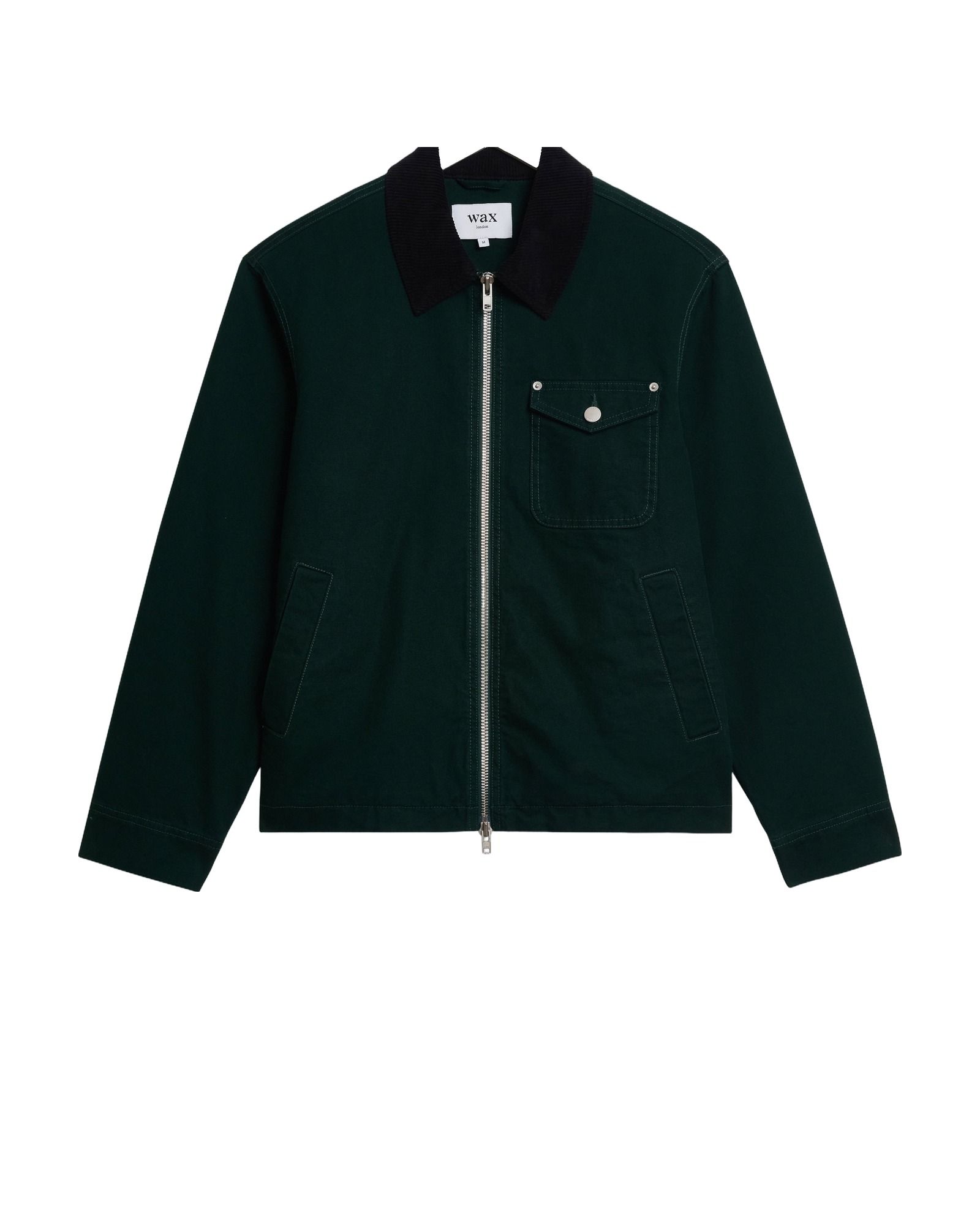 Wax London Mason Peached Canvas Work Jacket (Dark Green)